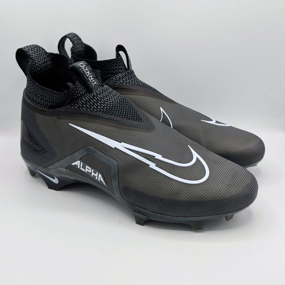 Nike Alpha Menace Elite 3 Black Grey White Football Cleats CT6648-010 Mens 10.5